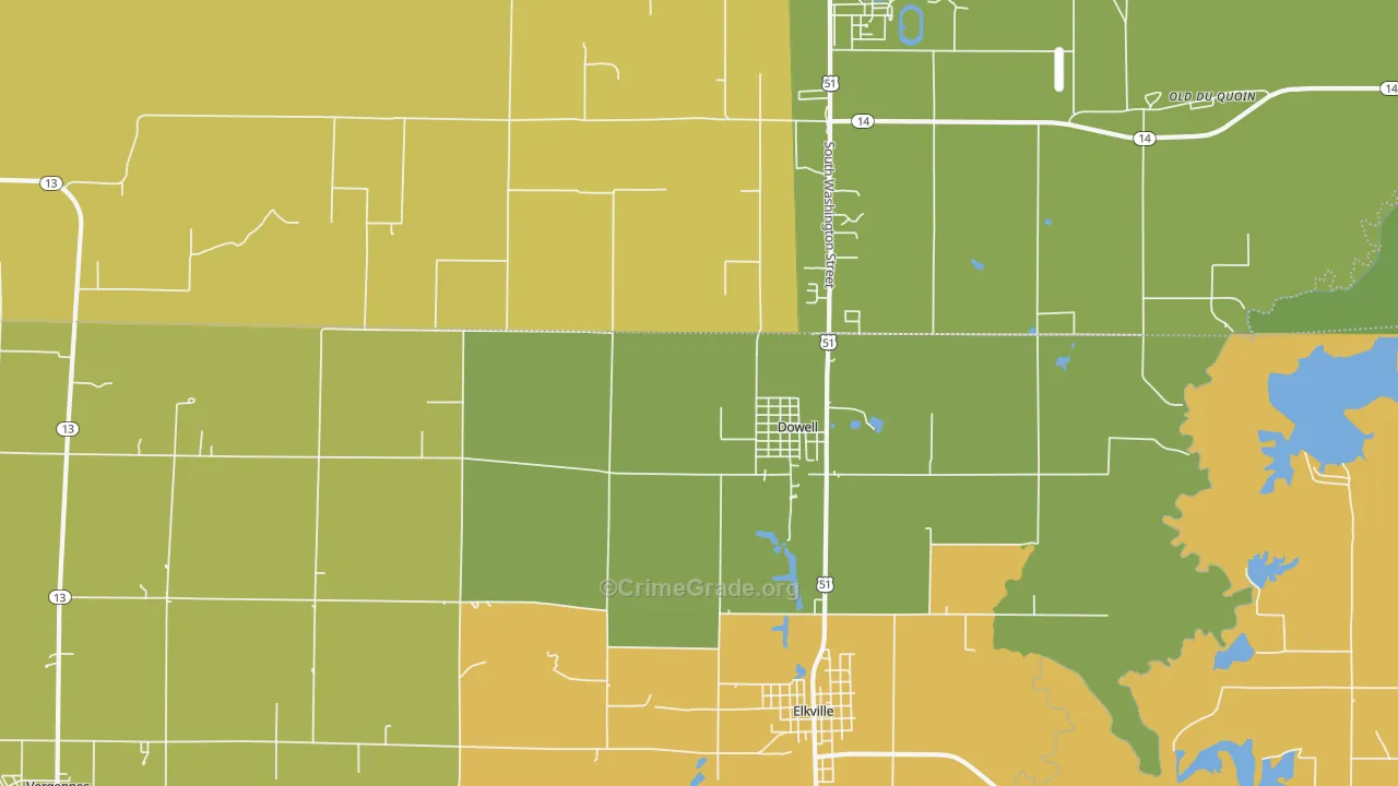 Dowell, IL Map of Vandalism Rates