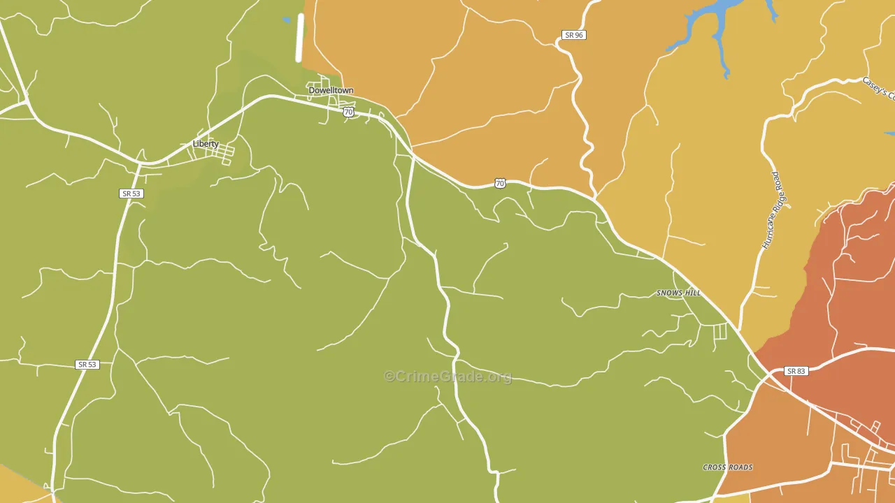 Dowelltown, TN Map of Vandalism Rates