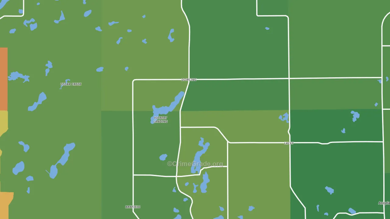 Dowling, MI Map of Vandalism Rates