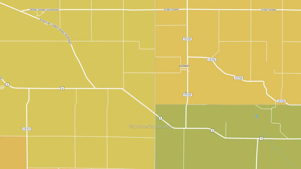 Downey, IA Map of Vandalism Rates
