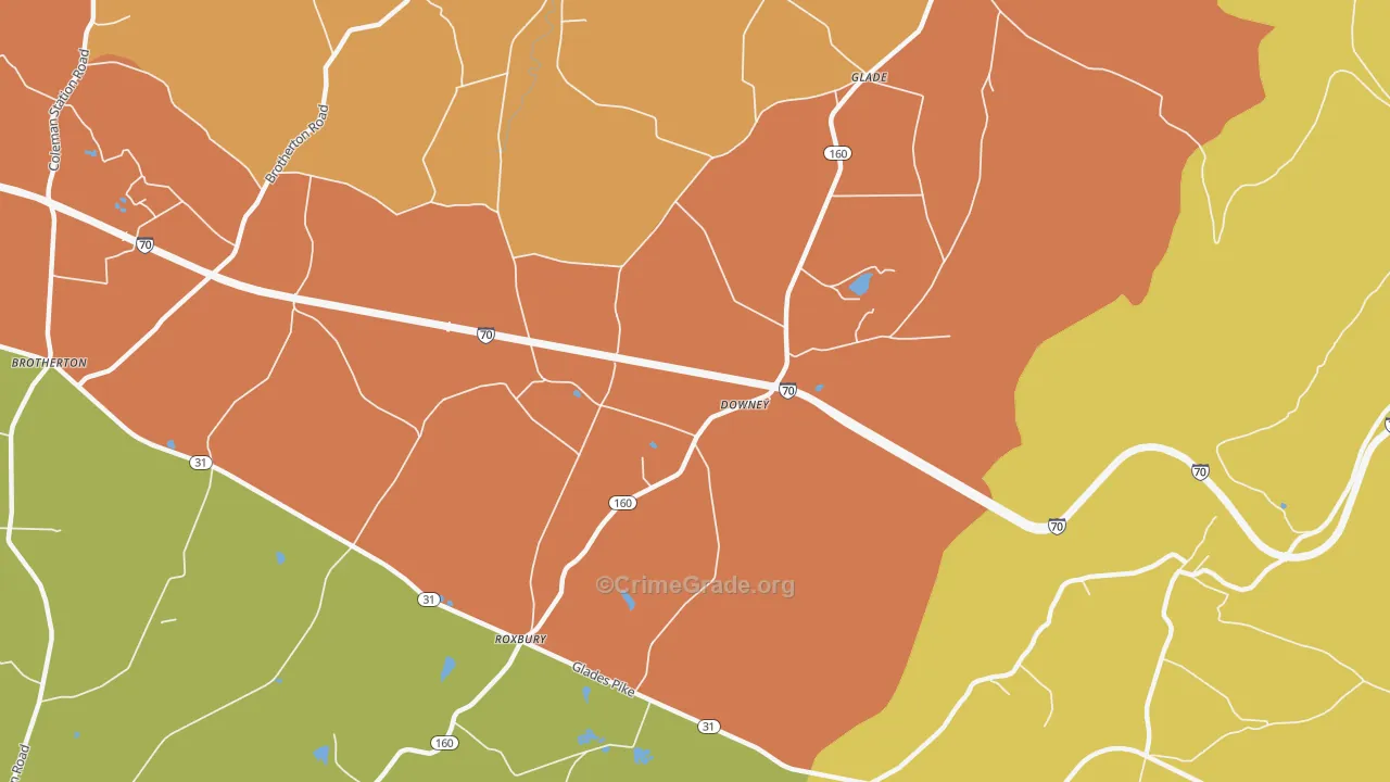 Downey, PA Map of Vandalism Rates