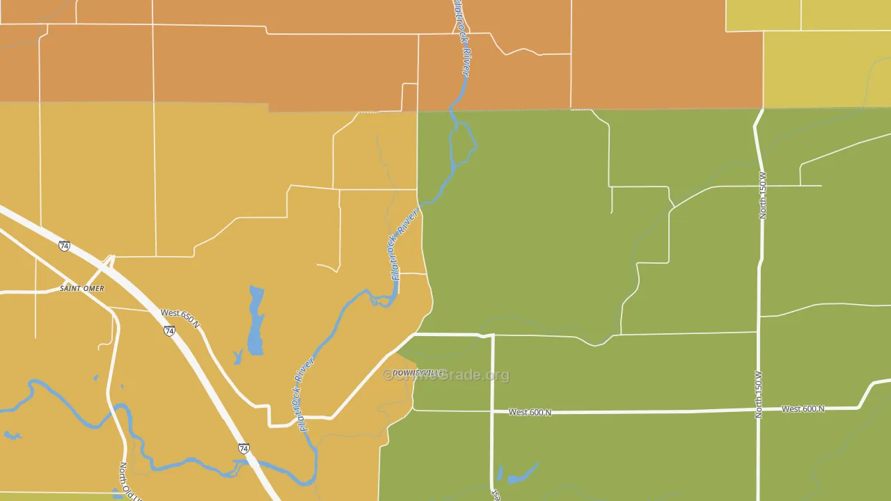 Downeyville, IN Map of Vandalism Rates