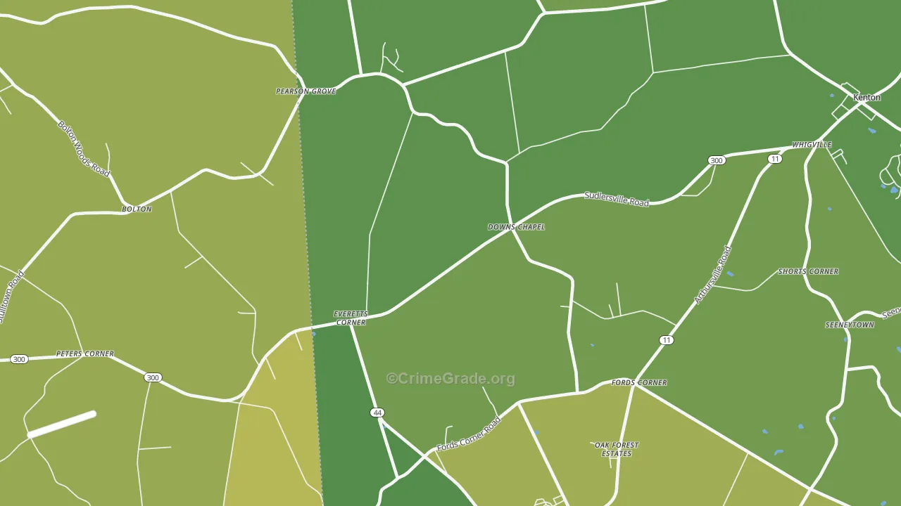 Downs Chapel, DE Map of Vandalism Rates