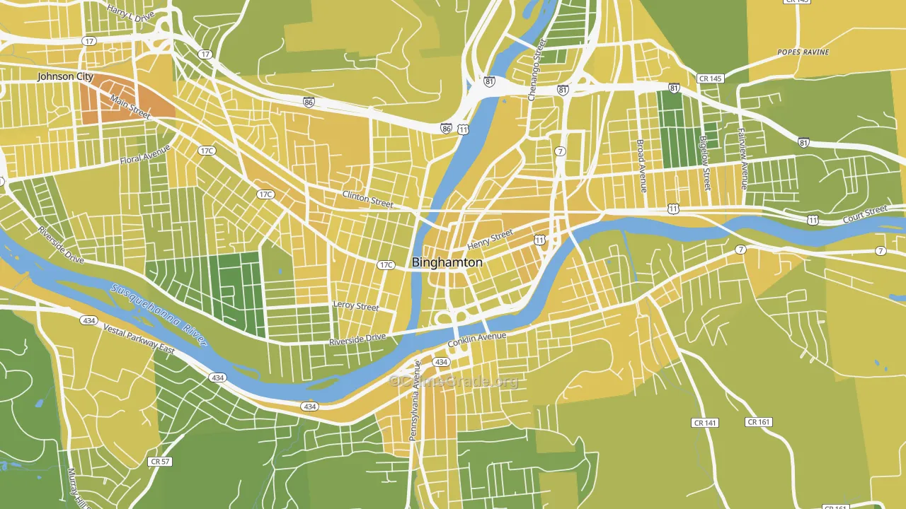 Downtown Binghamton, Binghamton, NY Map of Vandalism Rates