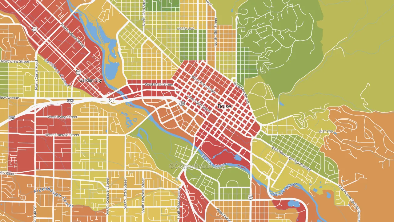 Downtown, Boise, ID Map of Vandalism Rates