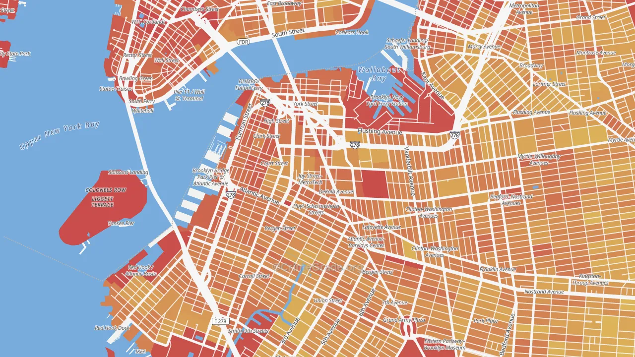 Downtown Brooklyn, Brooklyn, NY Map of Vandalism Rates