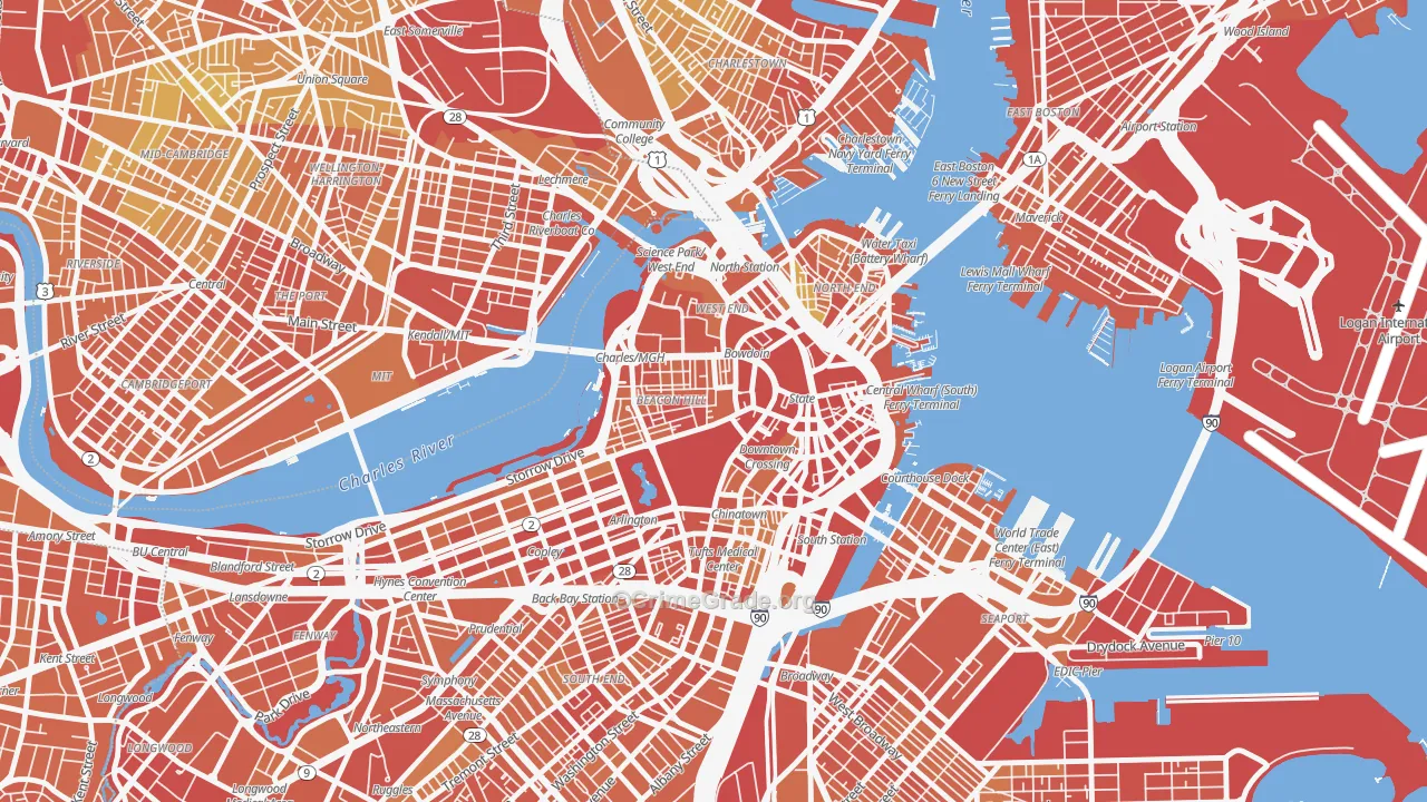 Downtown Crossing, Boston, MA Map of Vandalism Rates