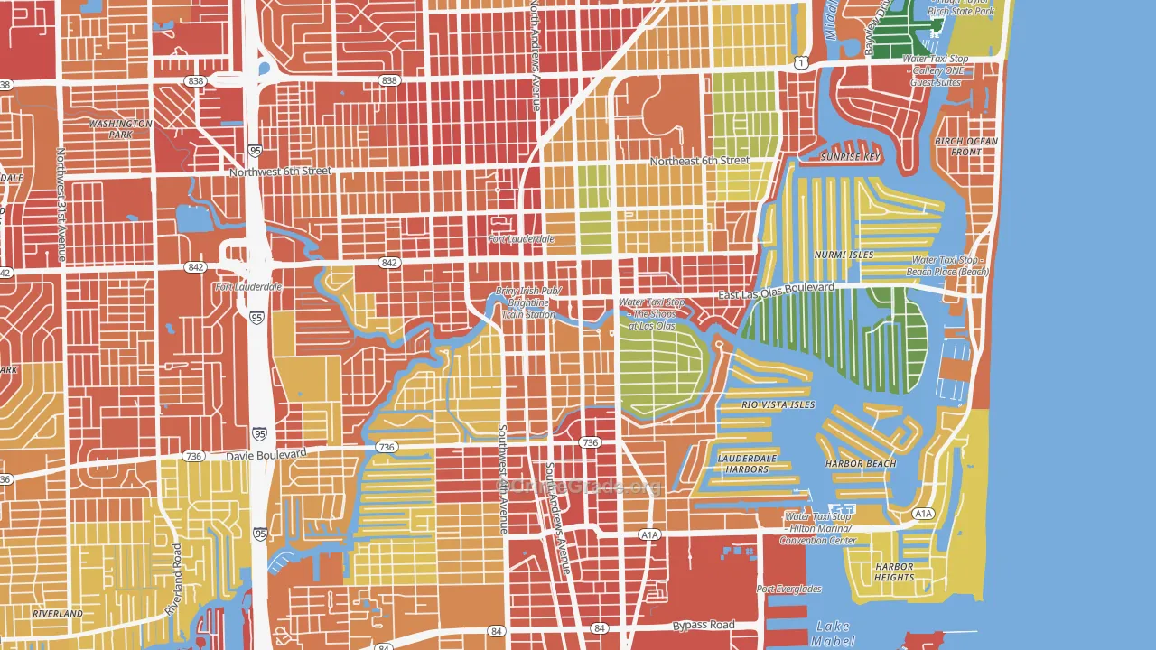 Downtown Fort Lauderdale, Fort Lauderdale, FL Map of Vandalism Rates