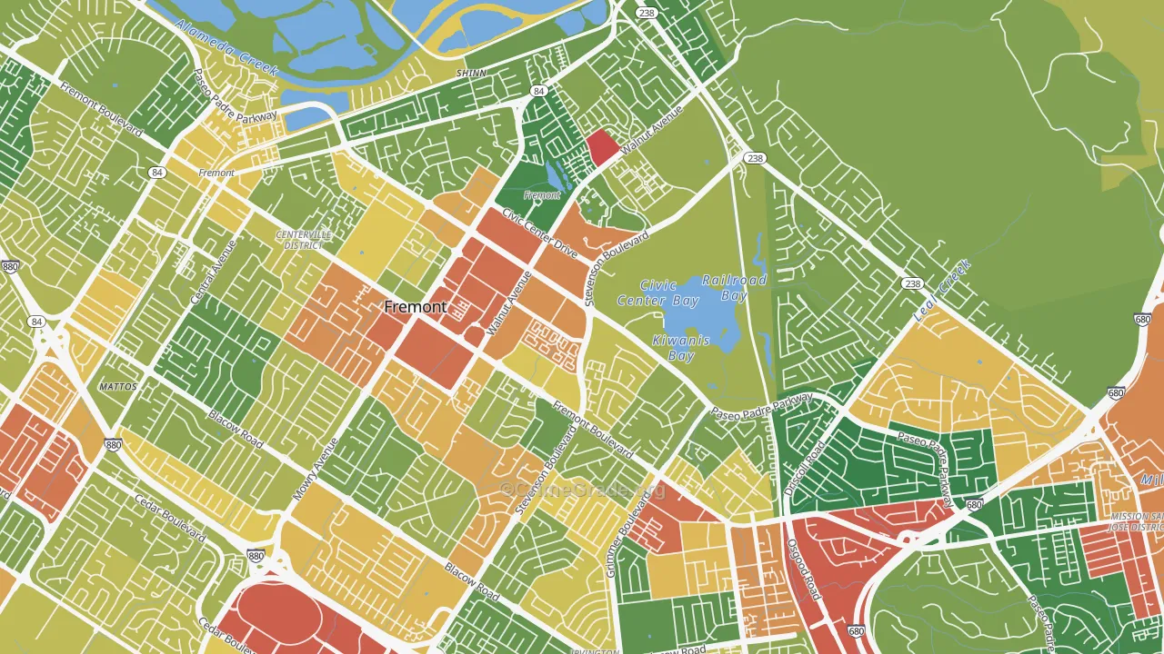 Downtown Fremont, Fremont, CA Map of Vandalism Rates