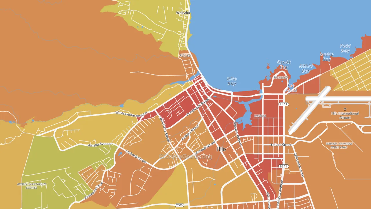 Downtown Hilo, Hilo, HI Map of Vandalism Rates