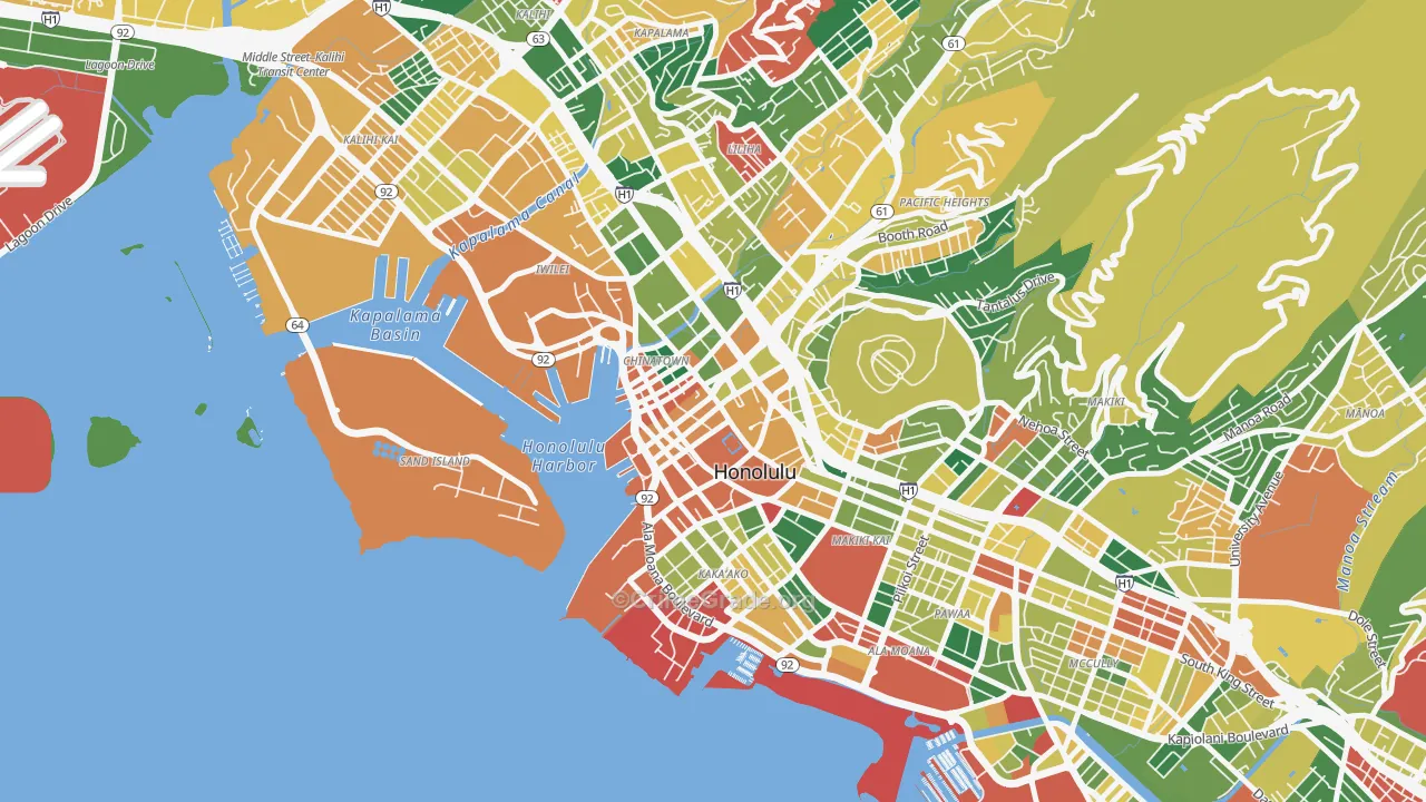 Downtown, Honolulu, HI Map of Vandalism Rates