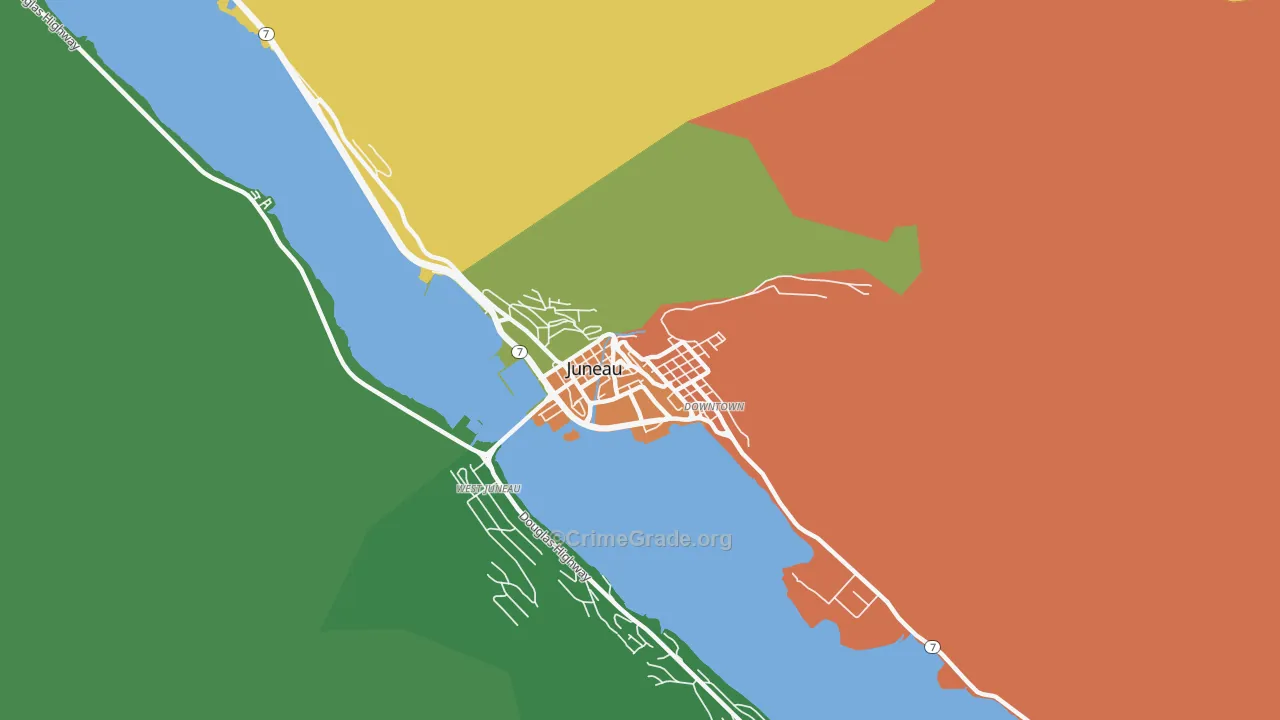 Downtown Juneau, Juneau, AK Map of Vandalism Rates