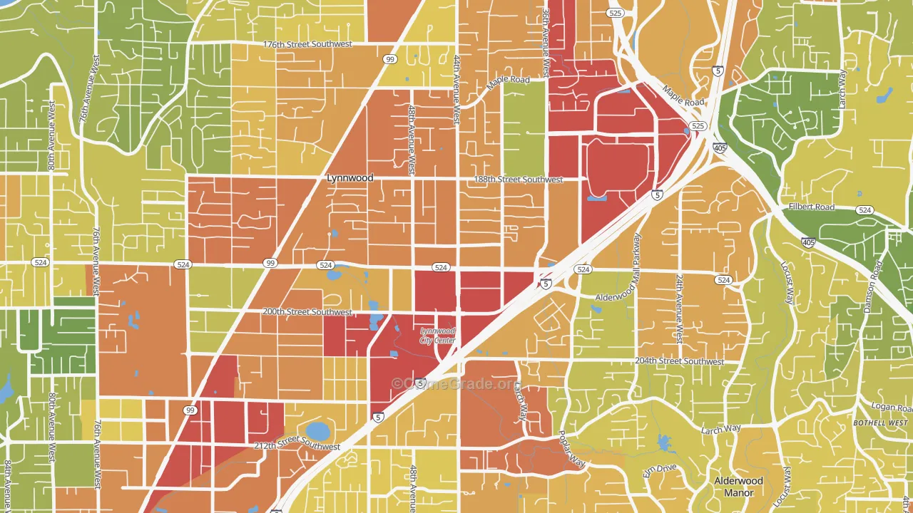 Downtown Lynnwood, Lynnwood, WA Map of Vandalism Rates