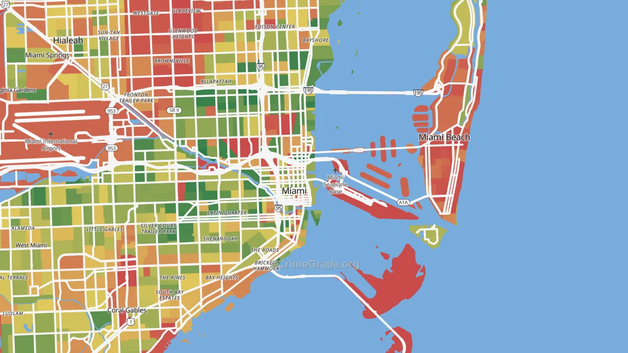 Downtown Miami, Miami, FL Map of Vandalism Rates