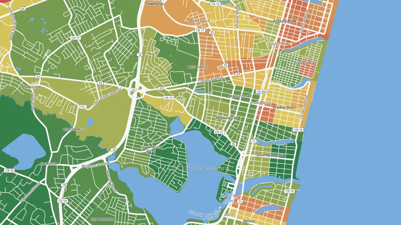 Downtown Neptune City, Neptune City, NJ Map of Vandalism Rates