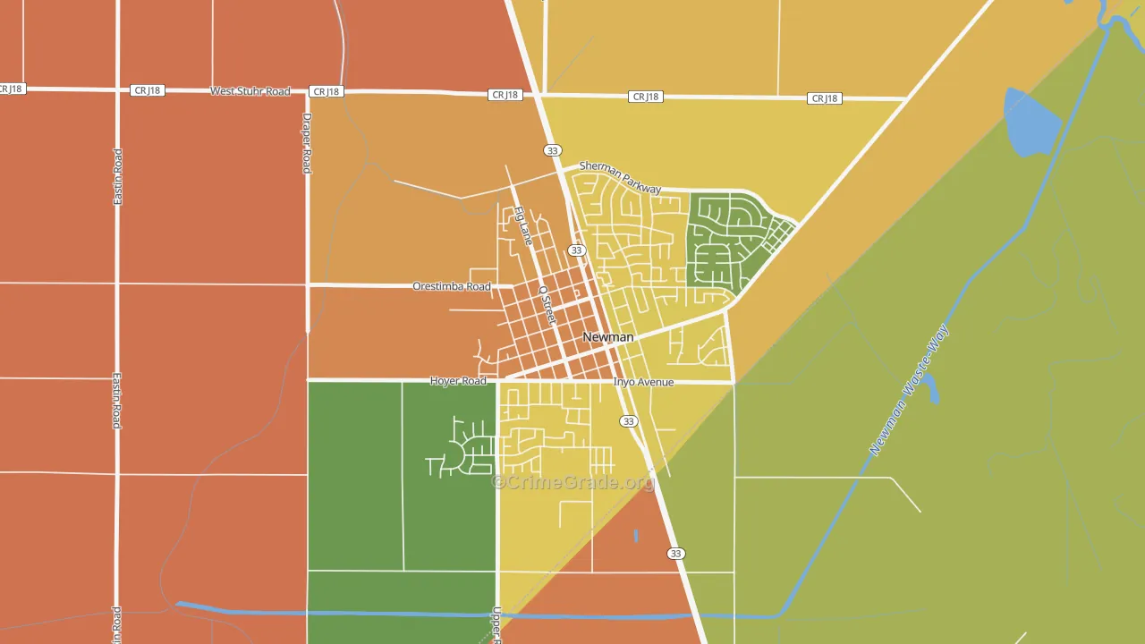 Downtown Newman, Newman, CA Map of Vandalism Rates