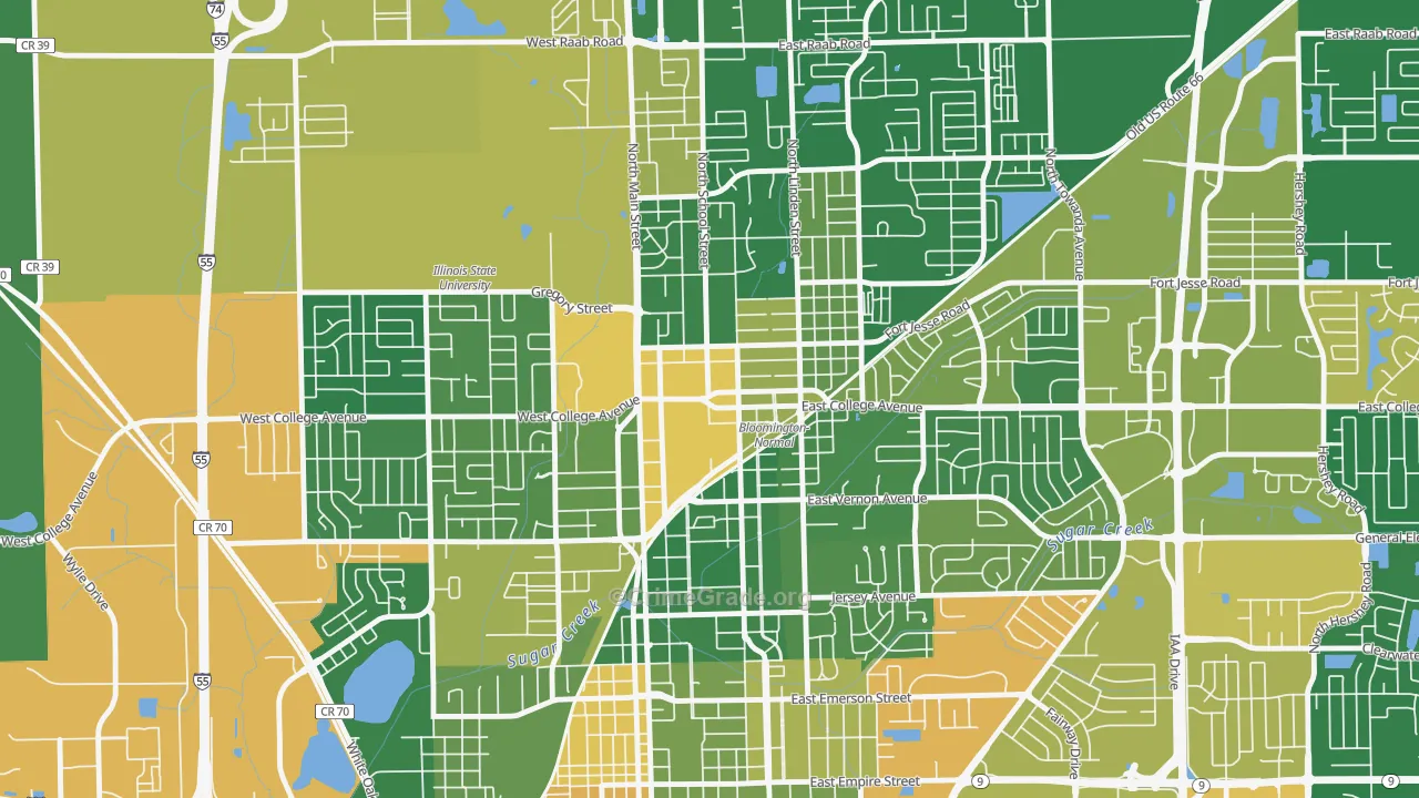 Downtown Normal, Normal, IL Map of Vandalism Rates