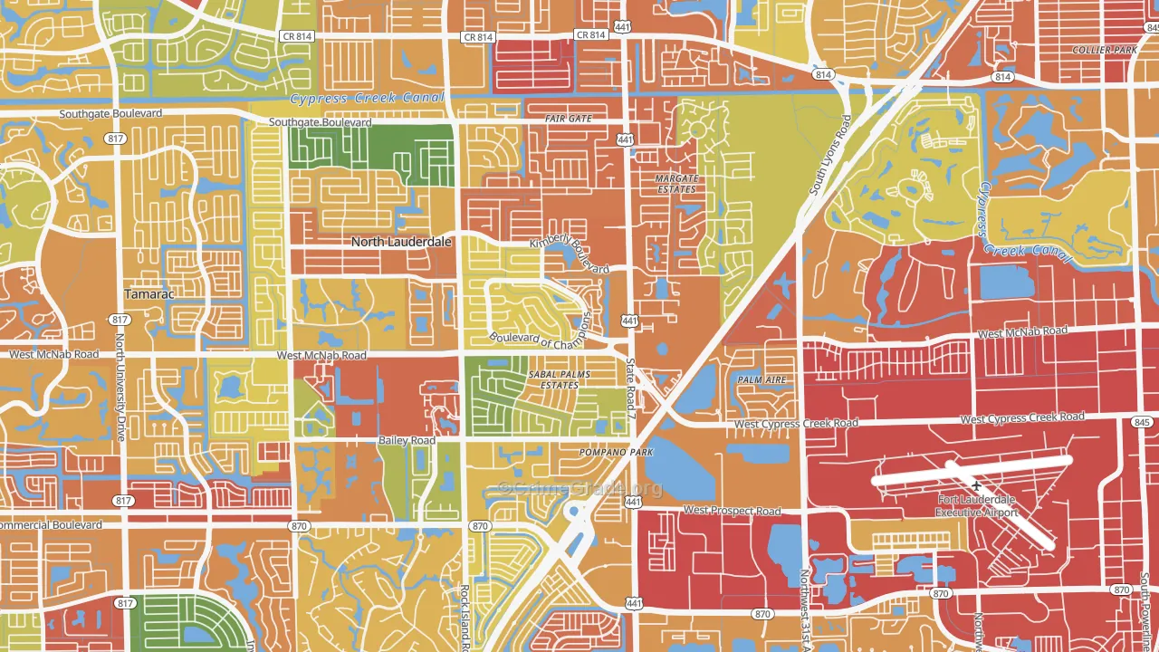 Downtown North Lauderdale, North Lauderdale, FL Map of Vandalism Rates