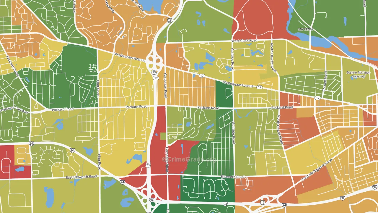Downtown Pittsfield, Ann Arbor, MI Map of Vandalism Rates