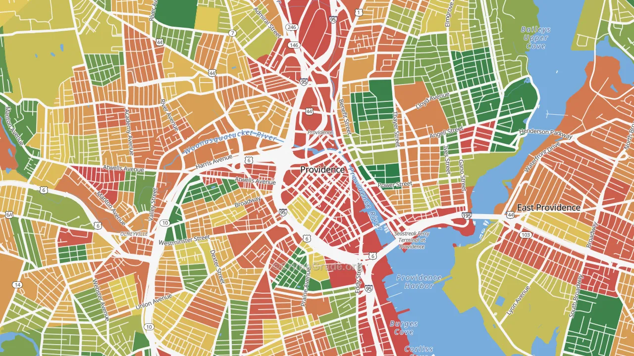 Downtown, Providence, RI Map of Vandalism Rates