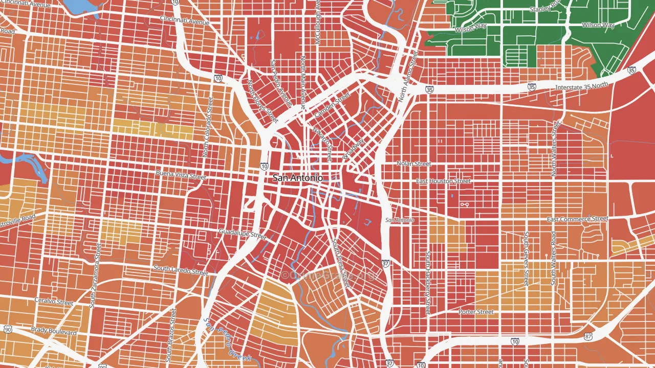 Downtown San Antonio, San Antonio, TX Map of Vandalism Rates