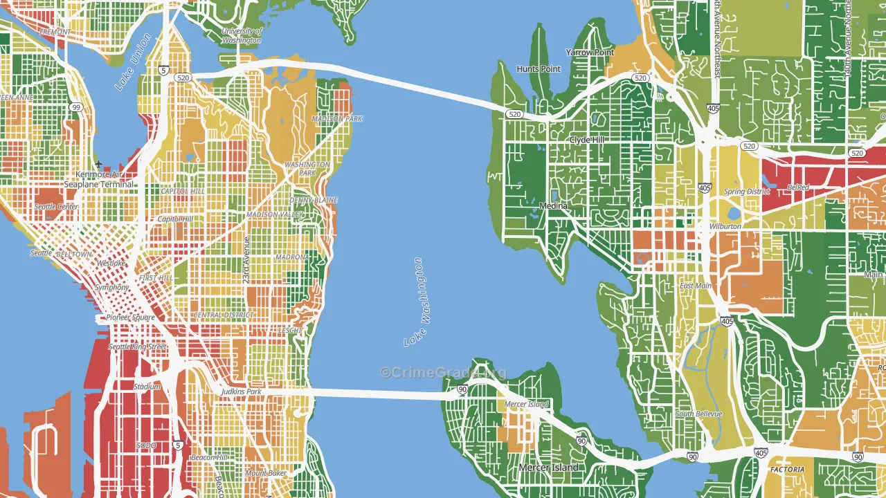 Downtown Seattle, Seattle, WA Map of Vandalism Rates