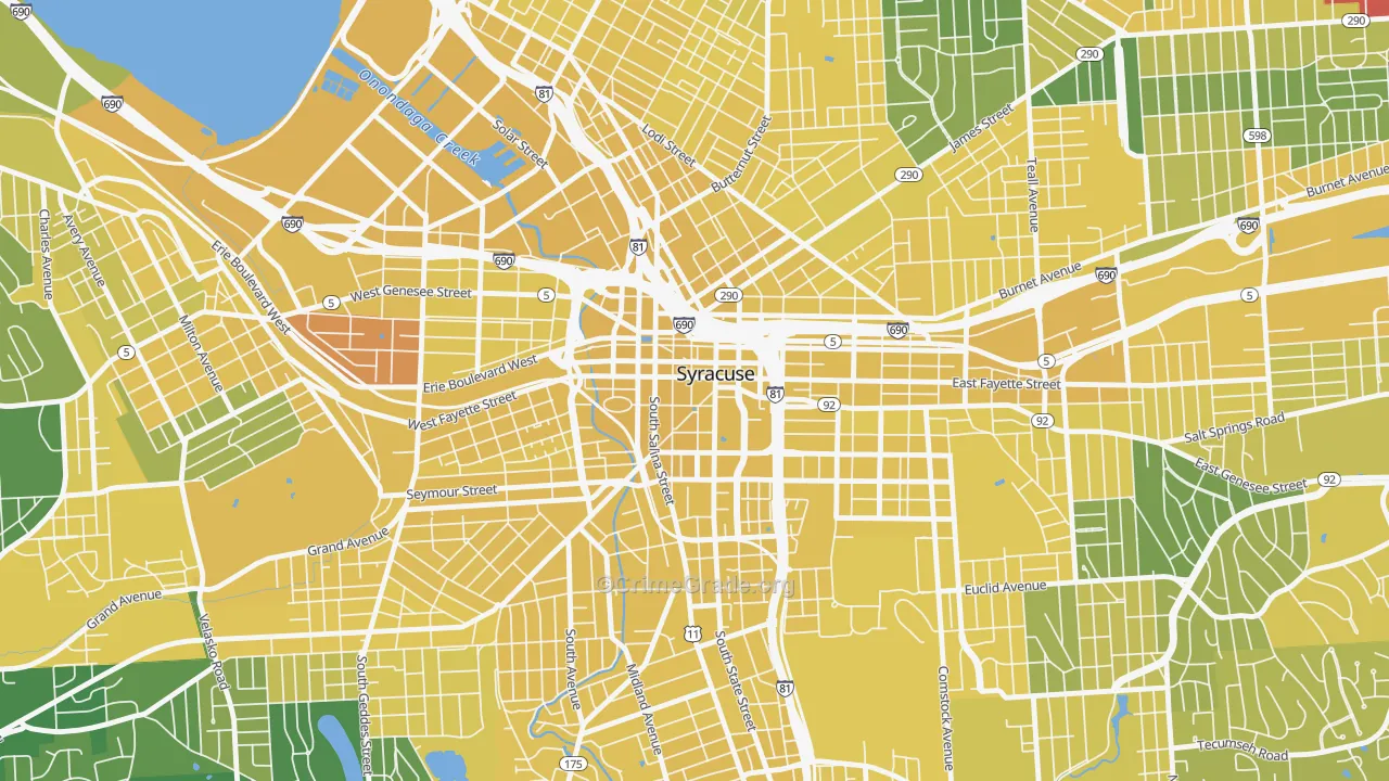 Downtown Syracuse, Syracuse, NY Map of Vandalism Rates