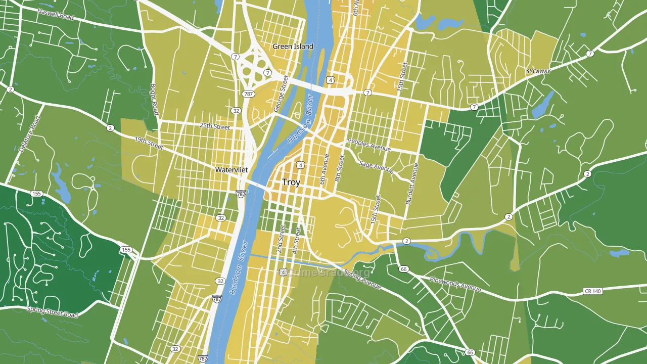 Downtown Troy, Troy, NY Map of Vandalism Rates