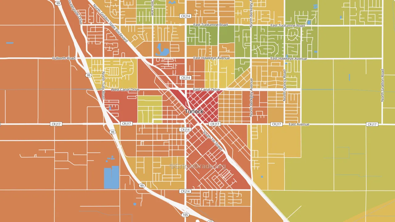 Downtown Turlock, Turlock, CA Map of Vandalism Rates