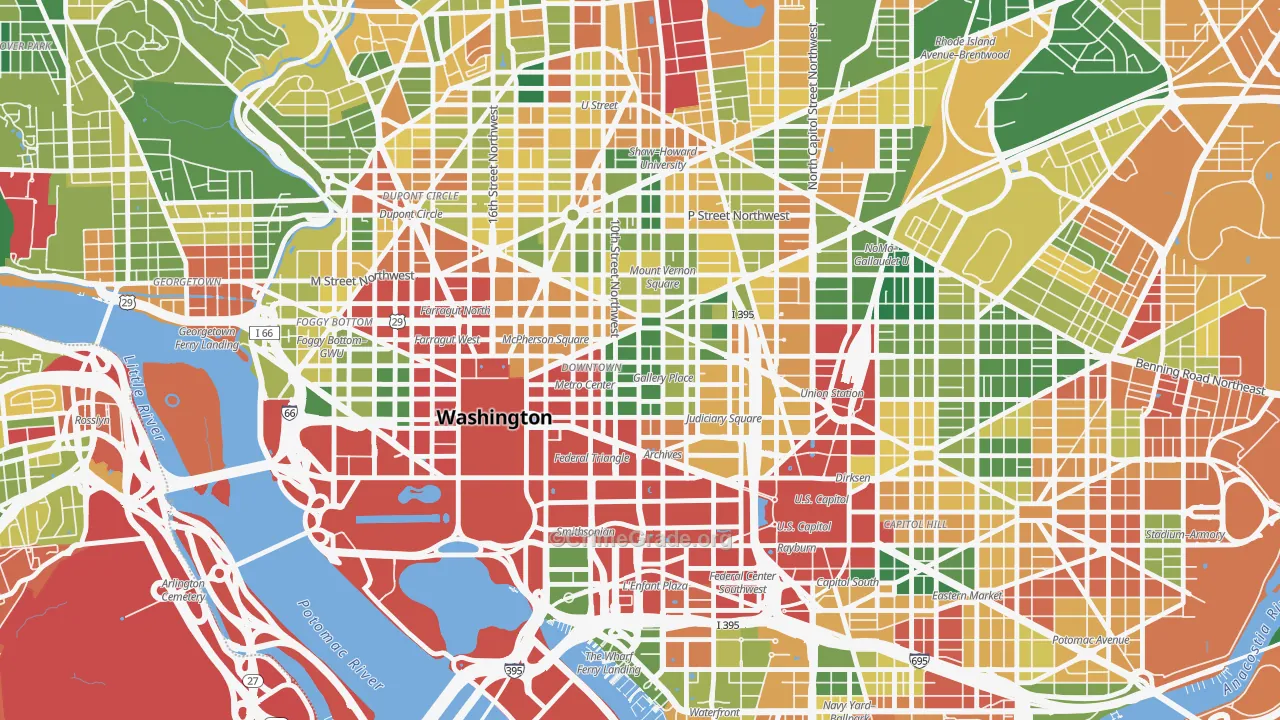 Downtown, Washington, DC Map of Vandalism Rates