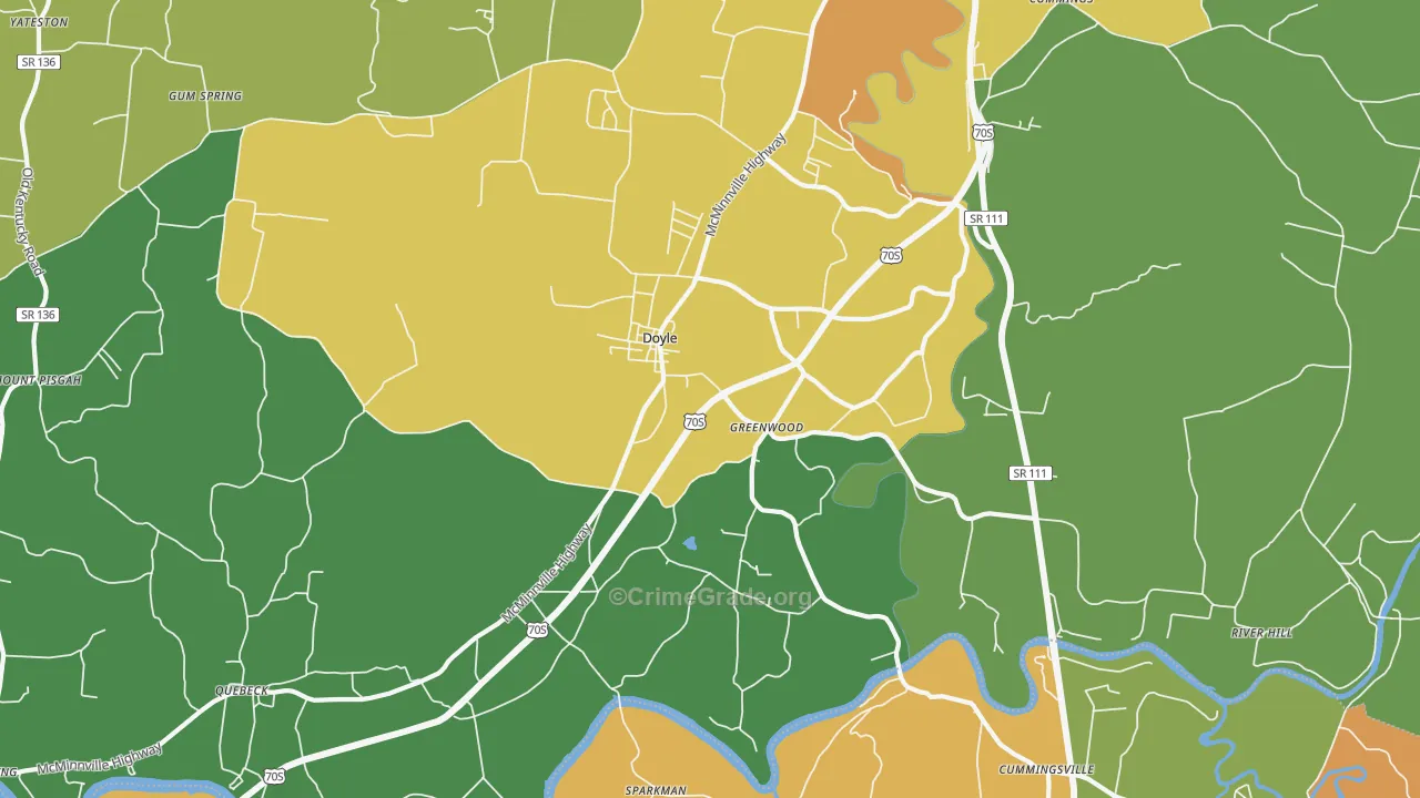 Doyle, TN Map of Vandalism Rates