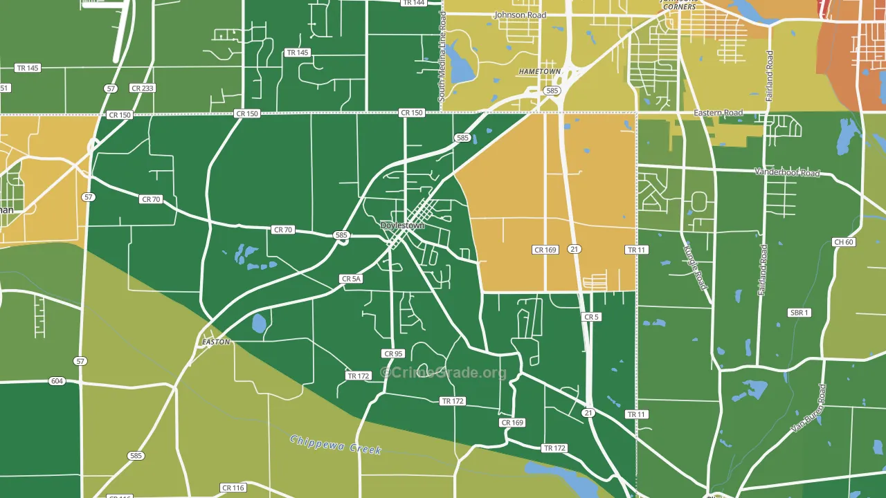 Doylestown, OH Map of Vandalism Rates