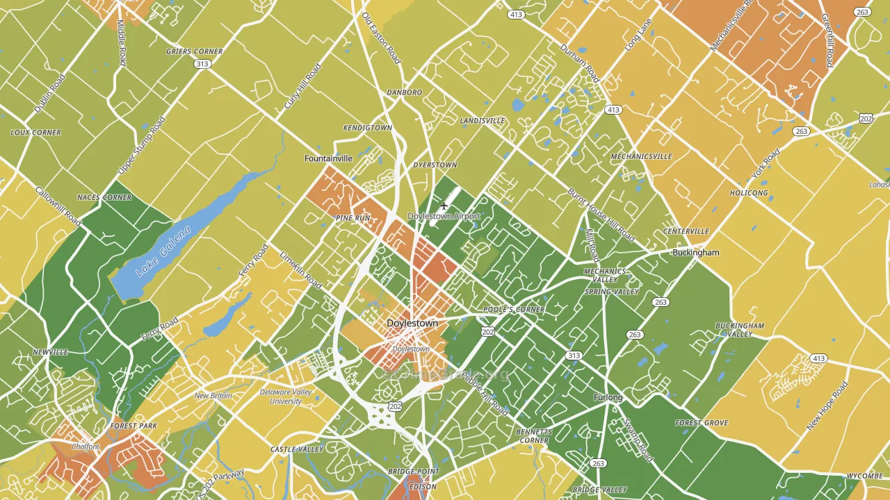 Doylestown, PA Map of Vandalism Rates