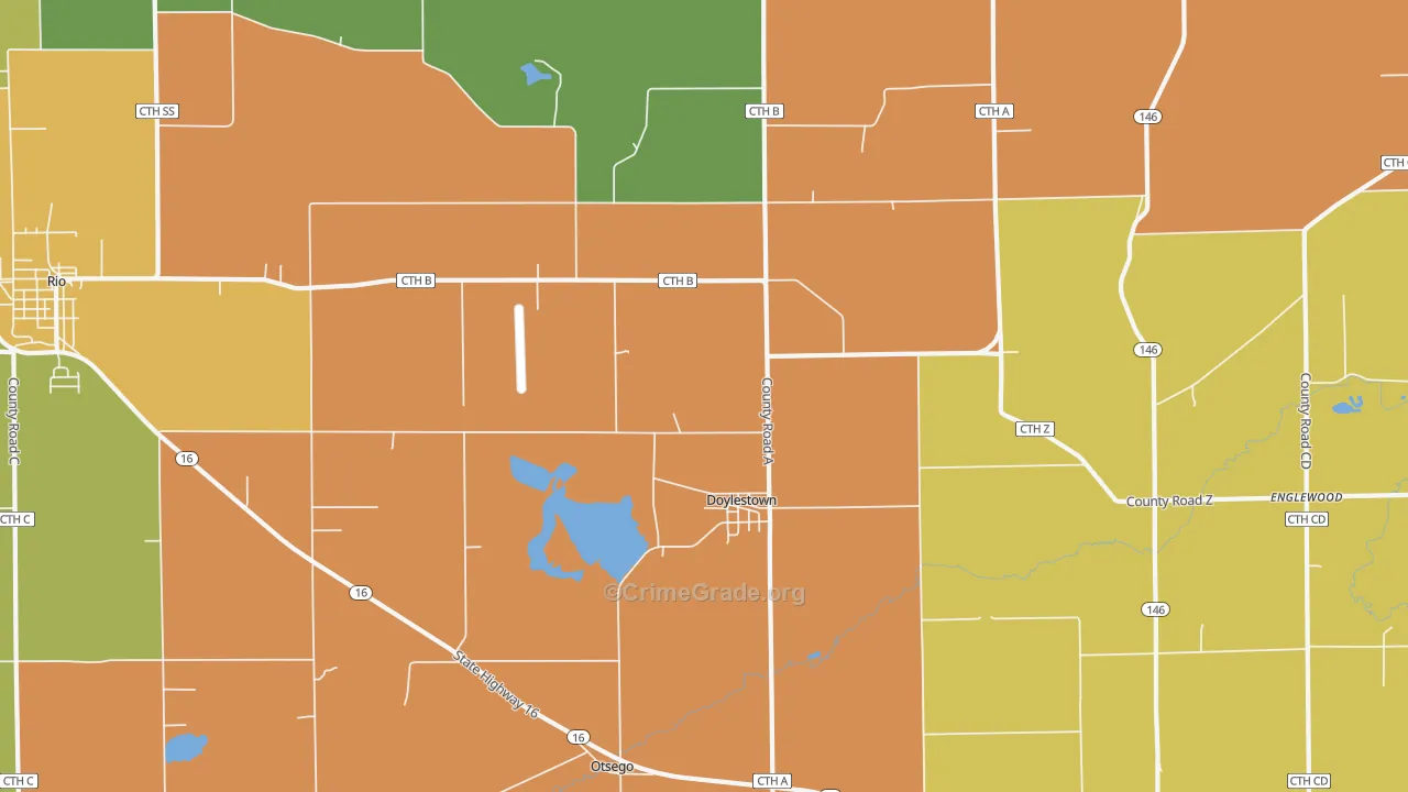 Doylestown, WI Map of Vandalism Rates