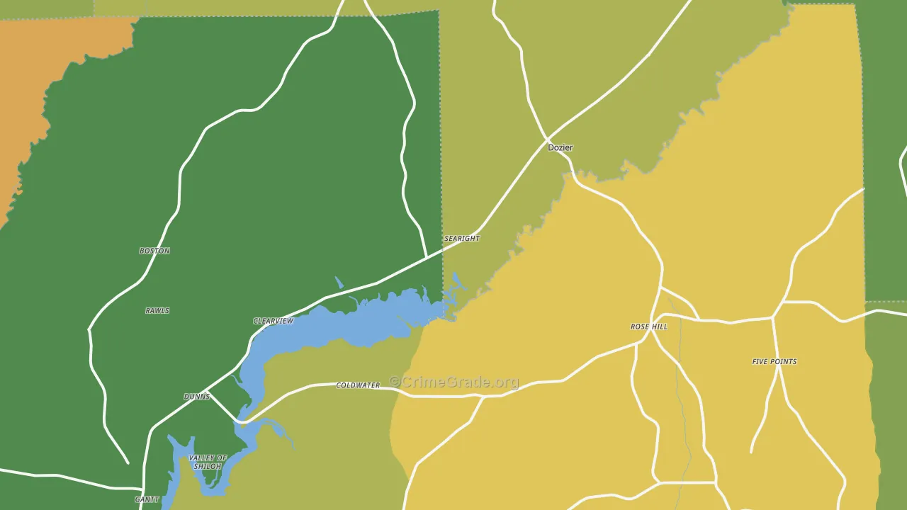 Dozier, AL Map of Vandalism Rates