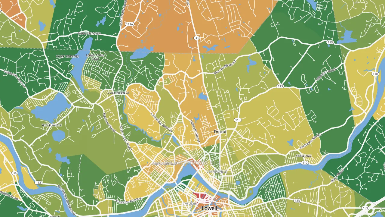 Dracut, MA Map of Vandalism Rates