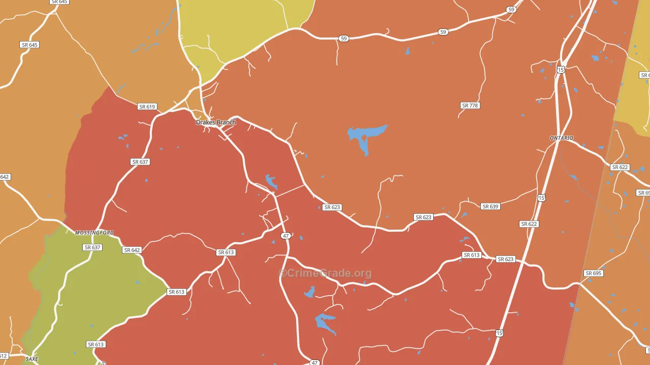 Drakes Branch, VA Map of Vandalism Rates