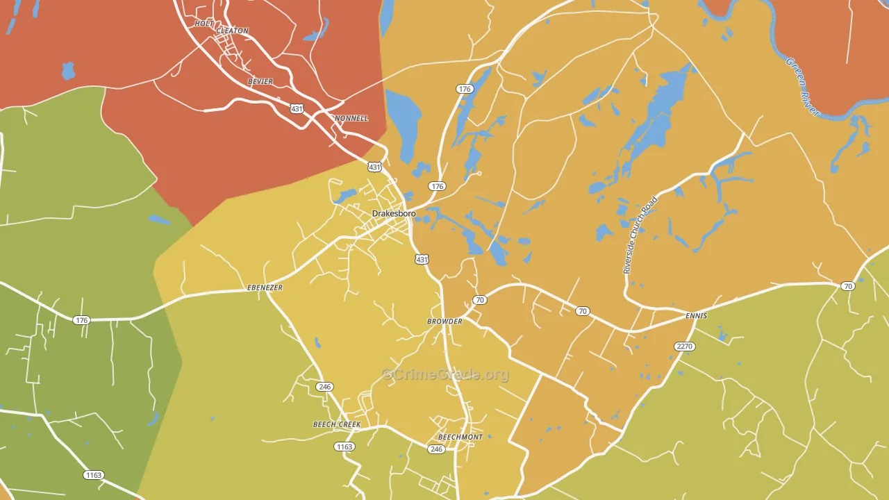 Drakesboro, KY Map of Vandalism Rates