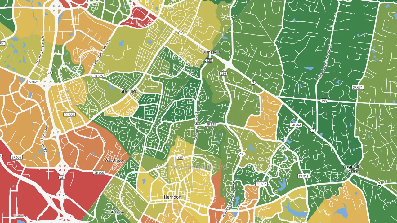 Dranesville, VA Map of Vandalism Rates