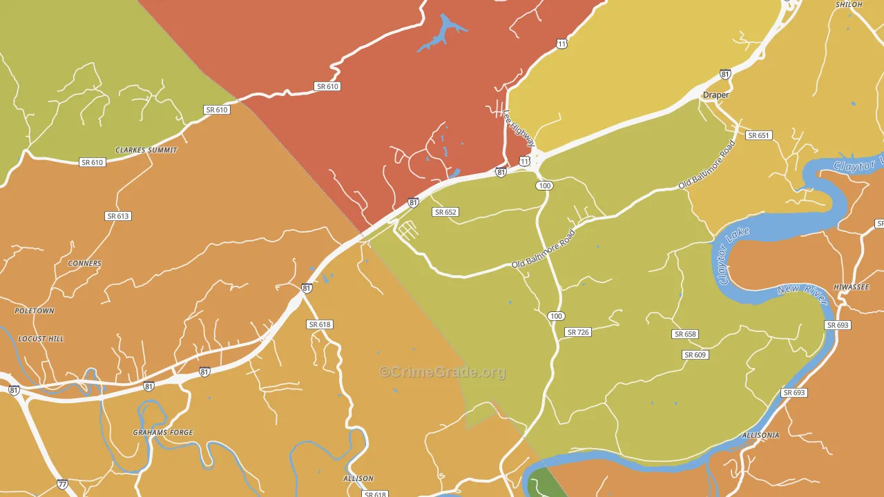 Draper, VA Map of Vandalism Rates