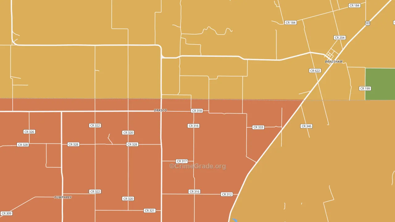 Drasco, TX Map of Vandalism Rates