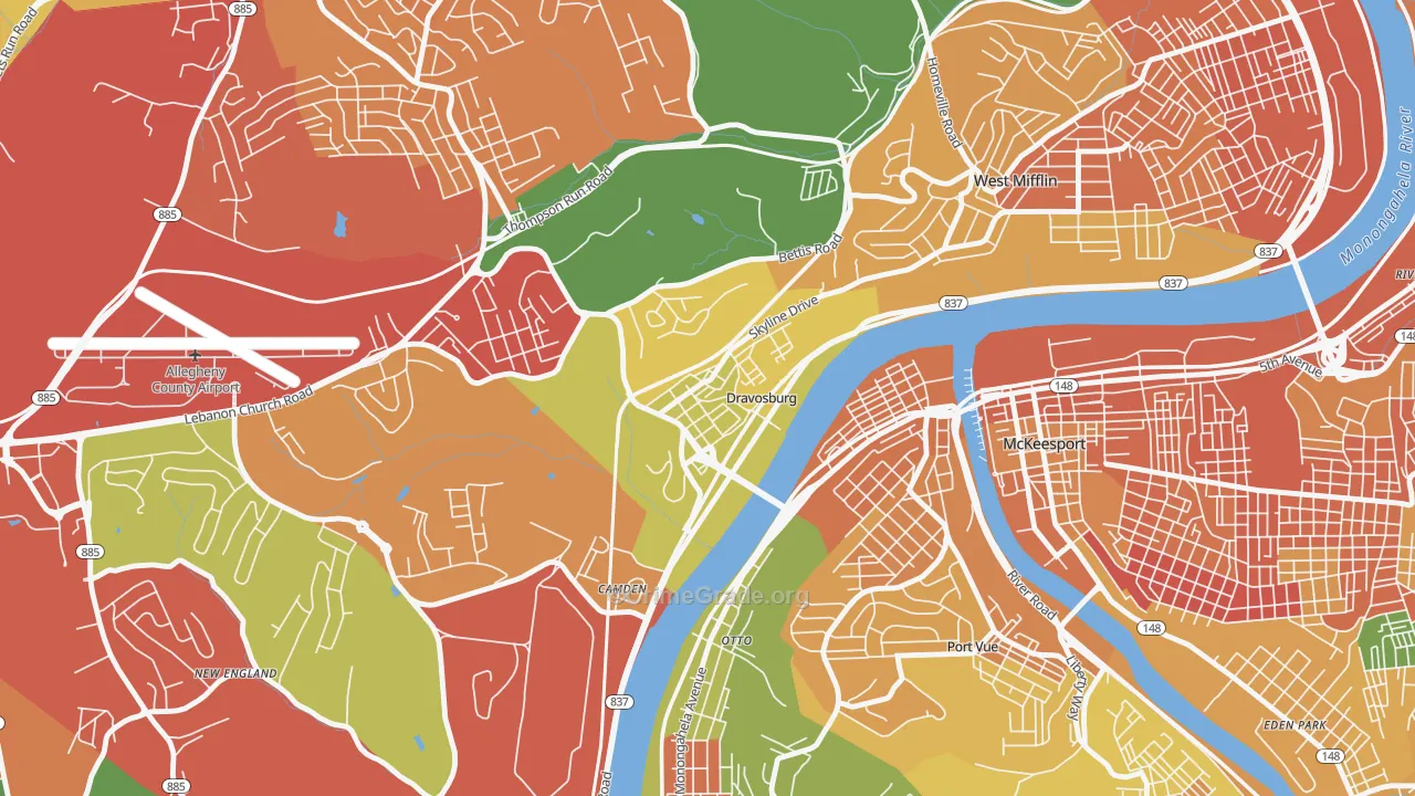 Dravosburg, PA Map of Vandalism Rates