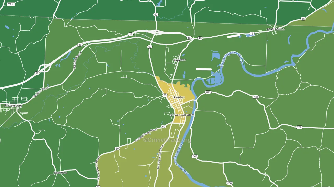 Dresden, OH Map of Vandalism Rates