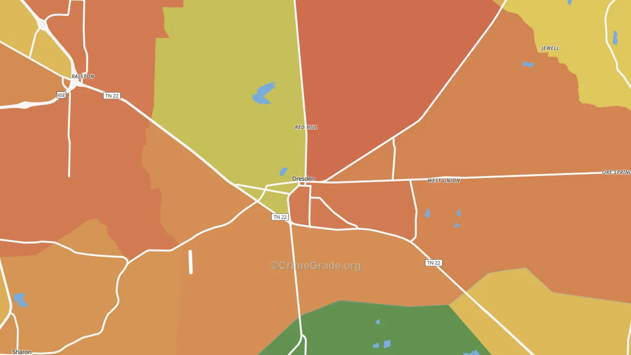 Dresden, TN Map of Vandalism Rates