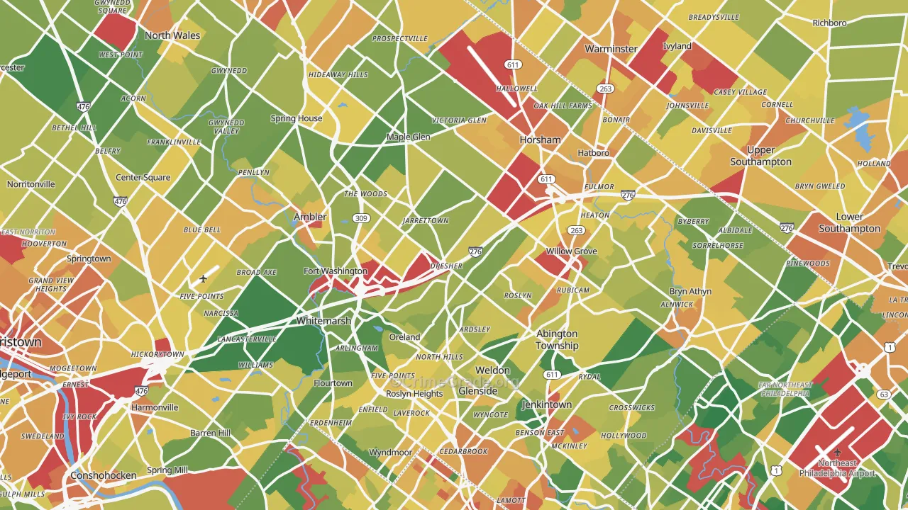 Dresher, PA Map of Vandalism Rates