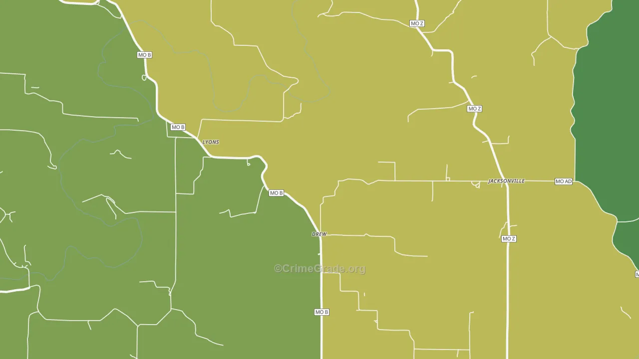 Drew, MO Map of Vandalism Rates