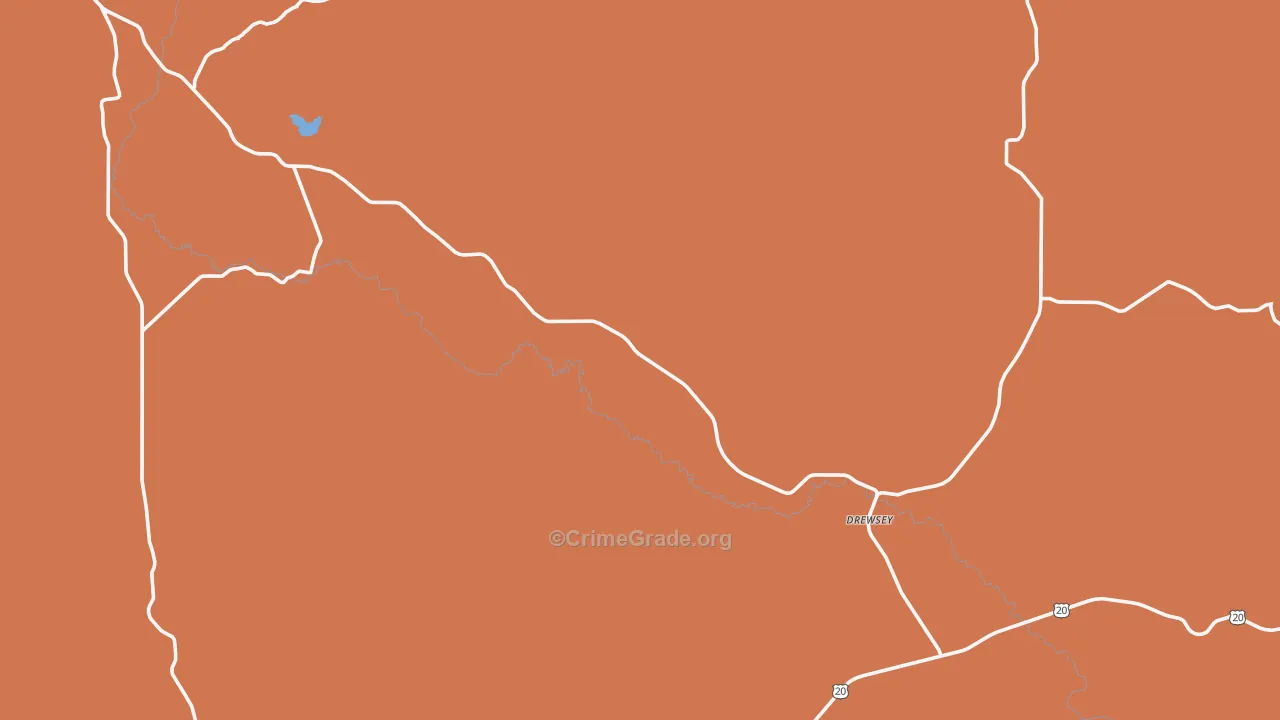 Drewsey, OR Map of Vandalism Rates