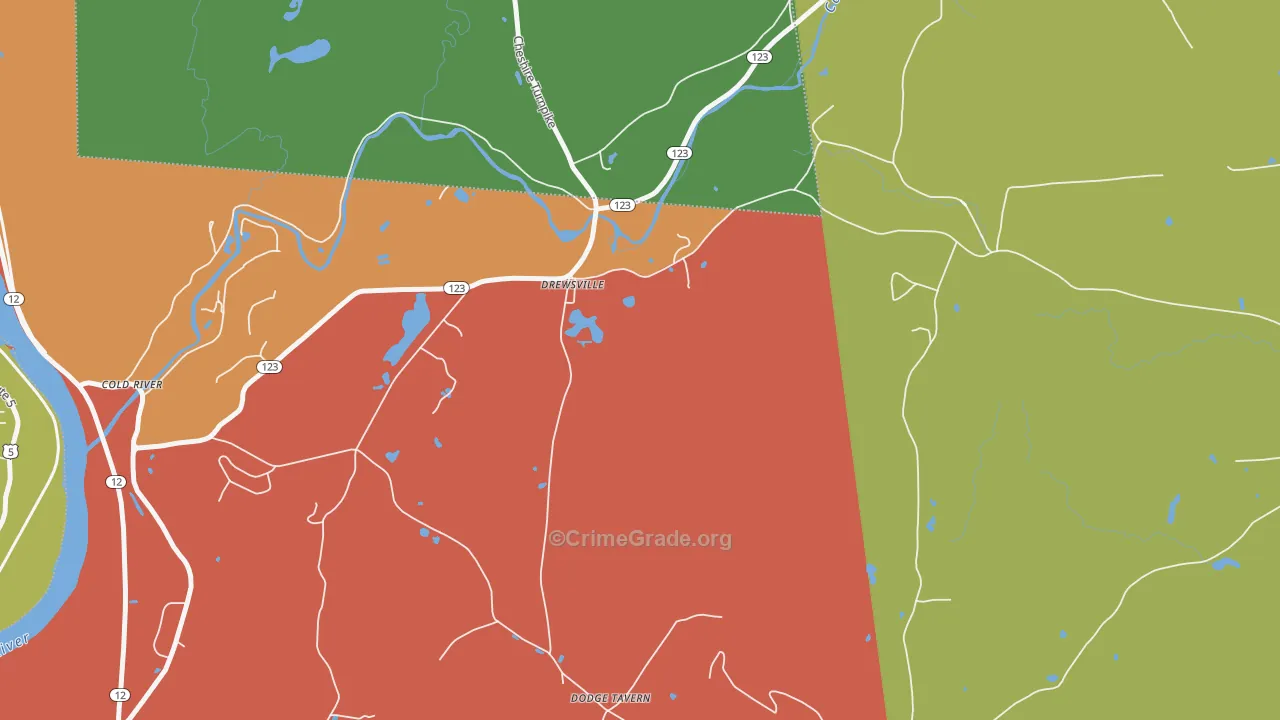 Drewsville, NH Map of Vandalism Rates