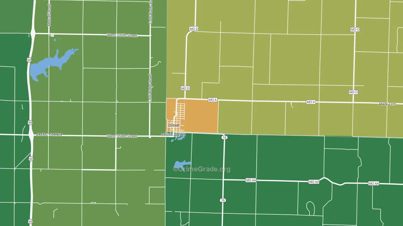 Drexel, MO Map of Vandalism Rates