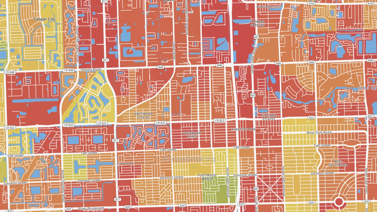 Driftwood, Hollywood, FL Map of Vandalism Rates